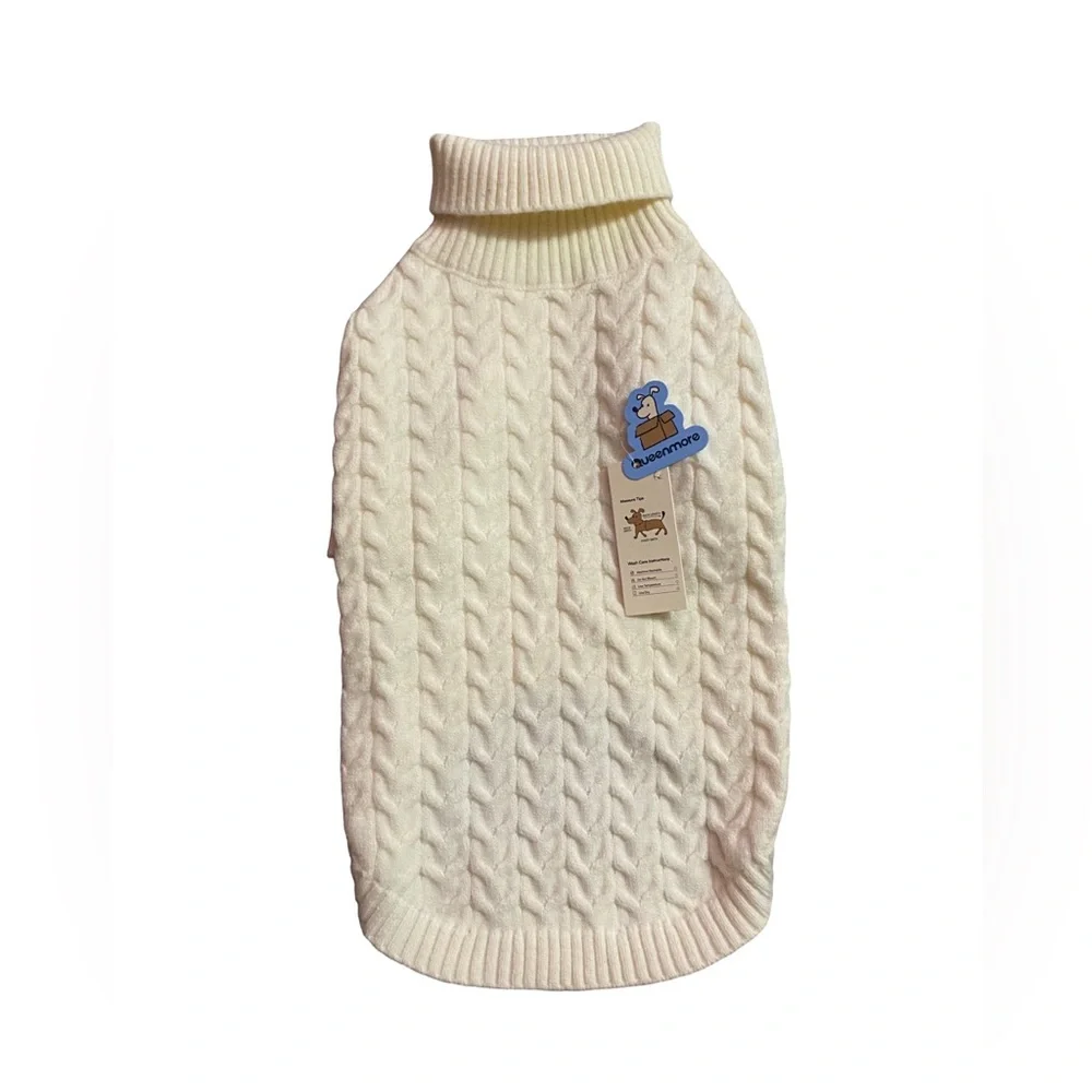 Queenmore Dog Sweater Medium Cable Knit Turtleneck Size XL New With Tags